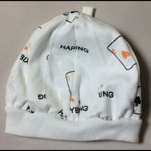 Newborn Baby Beanie Cap - White - Tokens  & Cards